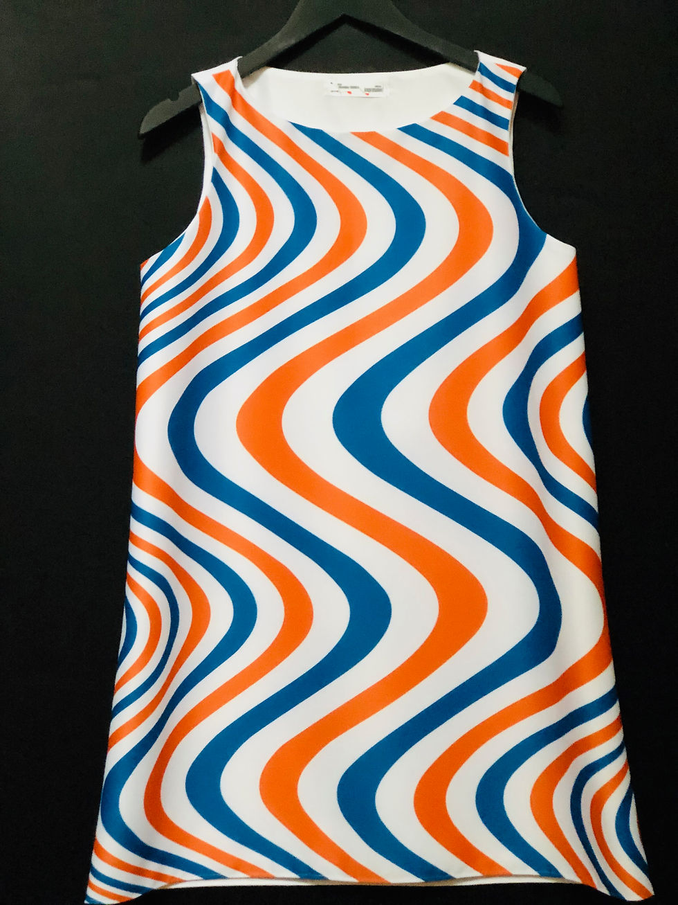 Thumbnail: robe sixties psychédélique orange/bleu - psychedelic orange & blue dress