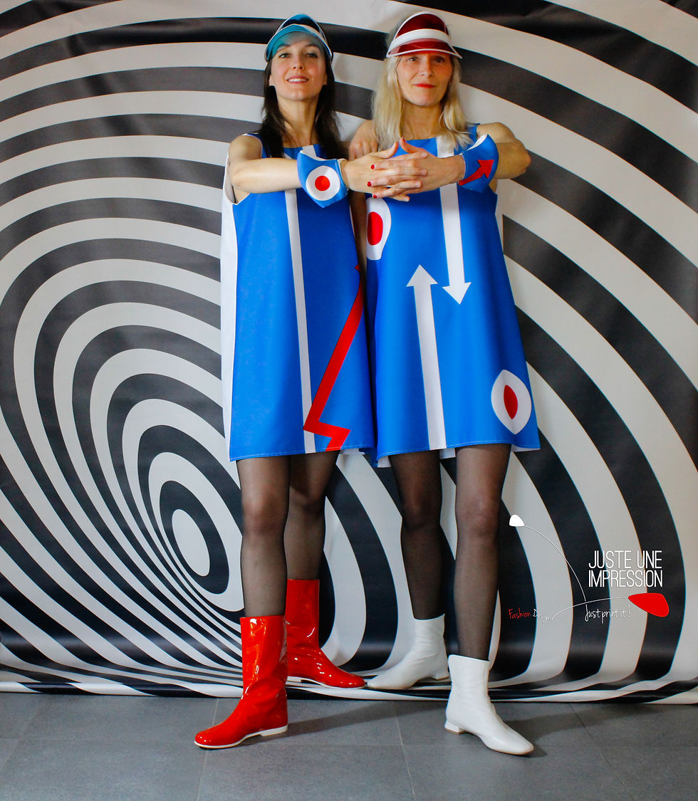 Miniature : robe sixties mod cocarde flèche bleu/blanc/rouge