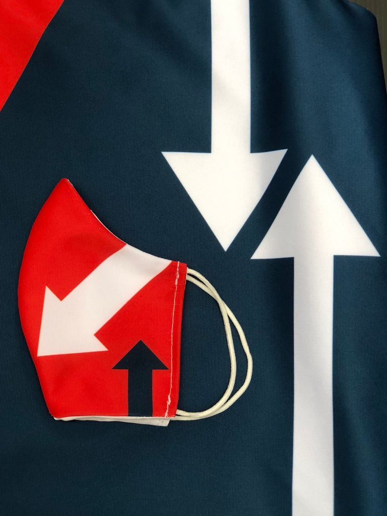 Thumbnail: Masque tissu design graphique / Mod Cocarde bleu/blanc/rouge Flèches