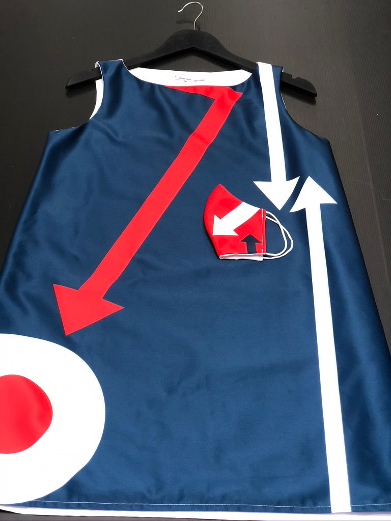 Thumbnail: Masque tissu design graphique / Mod Cocarde bleu/blanc/rouge Flèches