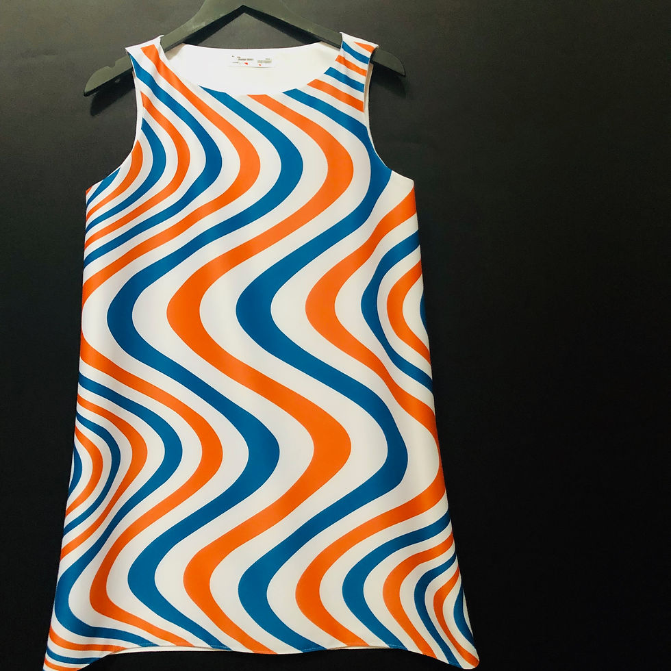 Thumbnail: robe sixties psychédélique orange/bleu - psychedelic orange & blue dress