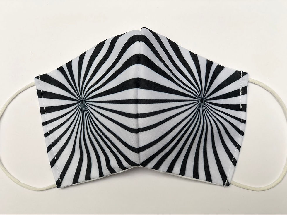 Thumbnail: Masque tissu design graphique /geometric Art/ OpArt Noir/blanc