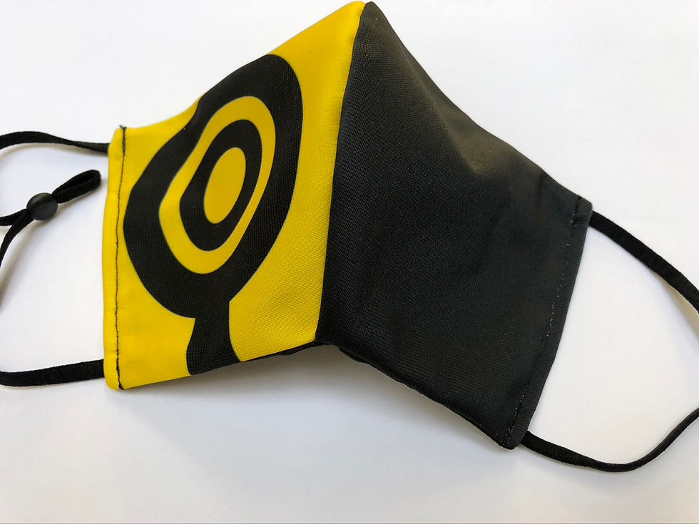 Thumbnail: Masque tissu design graphique geometric Art Jaune/Noir version 1