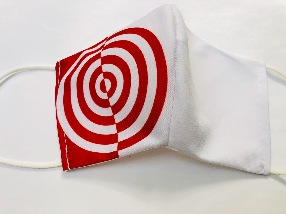 Thumbnail: Masque tissu design graphique / OpArt cible rouge/blanc Target Red/