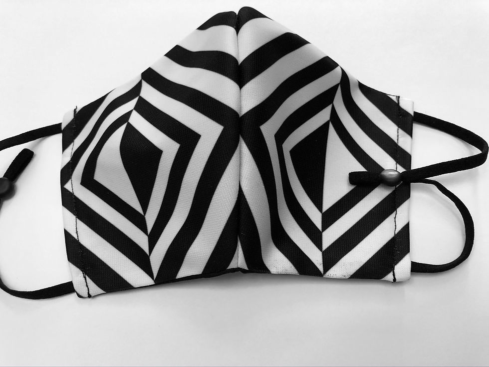 Thumbnail: Masque tissu design graphique geometric Art Noir/Blanc