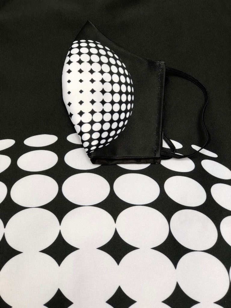 Thumbnail: Masque tissu design graphique /geometric Art/ OpArt inspiration Vasarely v1