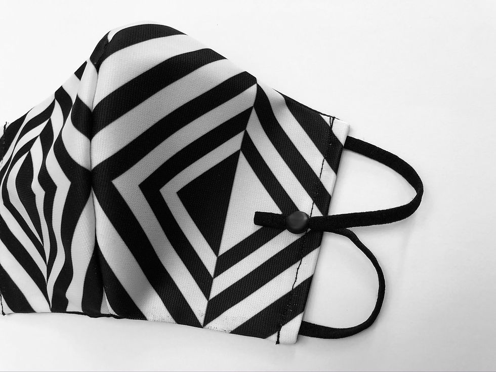 Thumbnail: Masque tissu design graphique geometric Art Noir/Blanc
