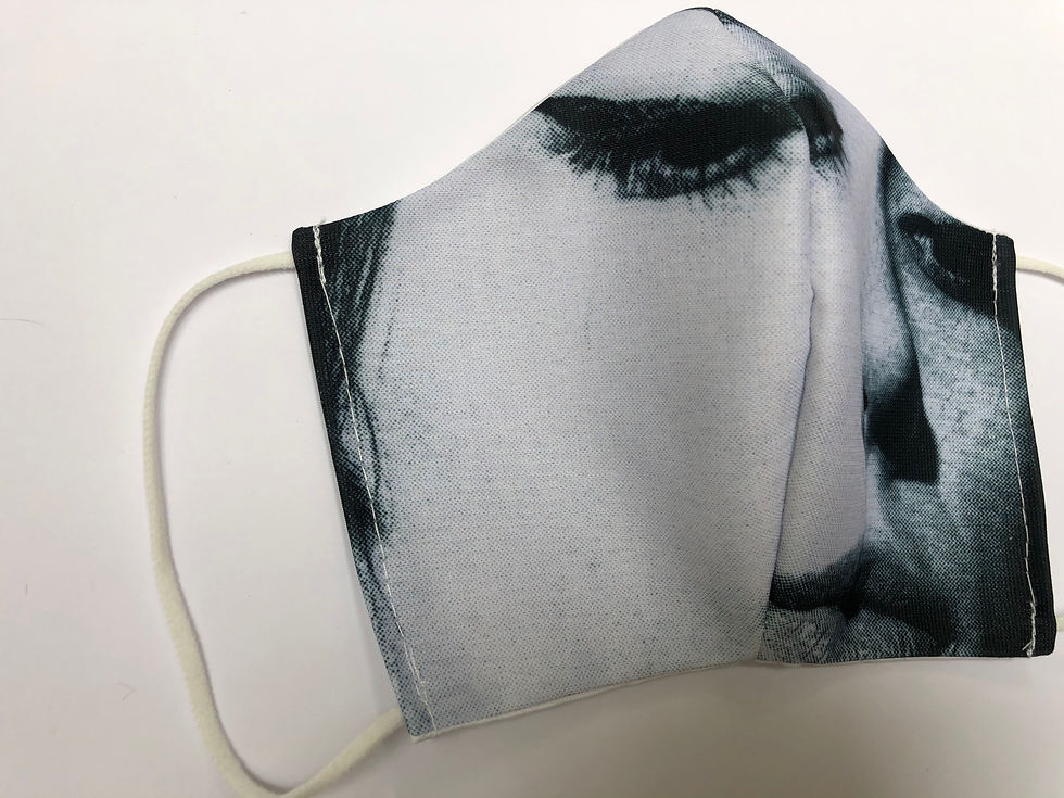 Thumbnail: Masque unique iconique Françoise Hardy effet trame Noir et Blanc