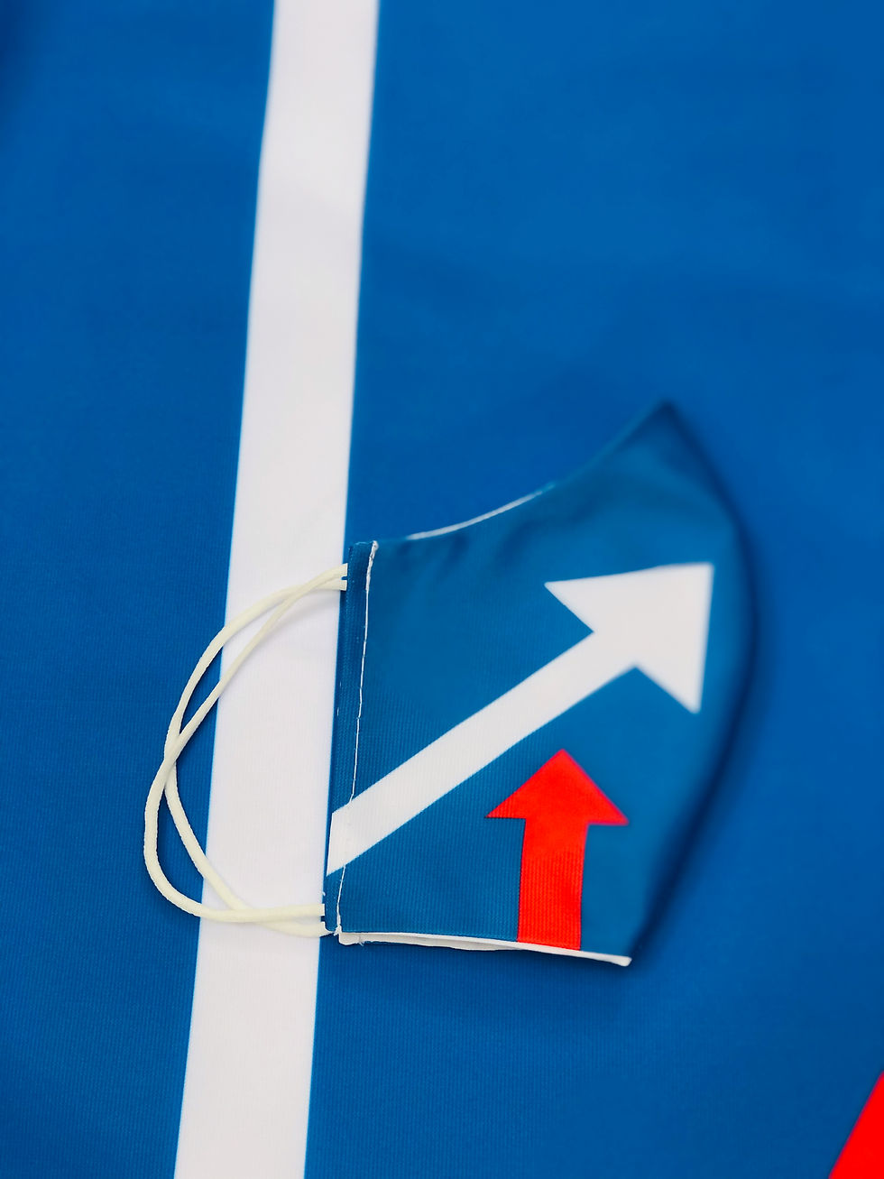 Thumbnail: Masque tissu design graphique /Mod/Modernist/ Cible bleu/blanc/rouge