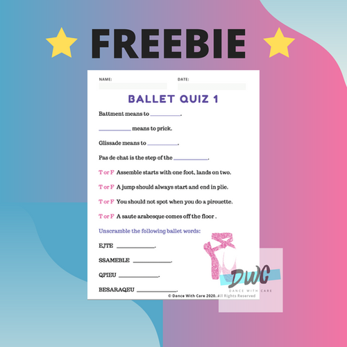 FREEBIE Ballet Quiz Sample Level 1 Dance With Care
