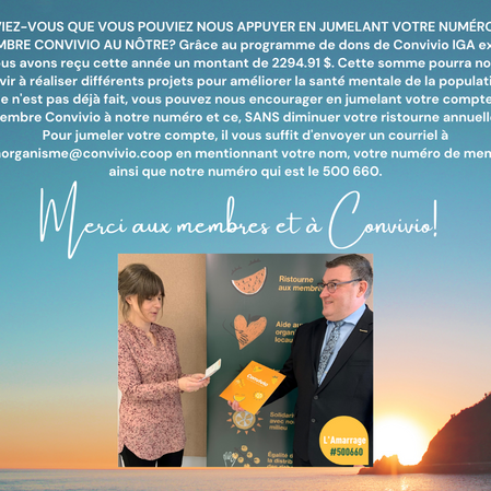 Merci aux membres Convivio