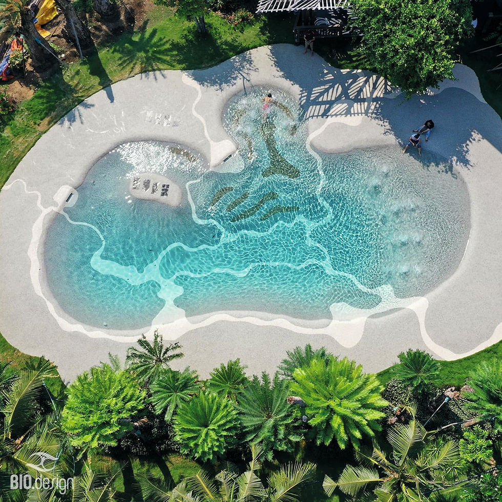Aerial view of a lagoon pool builder Byron Bay project.
