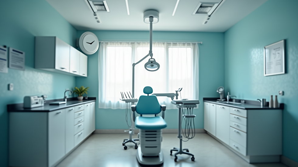 Wide angle view of a dental clinic examination room