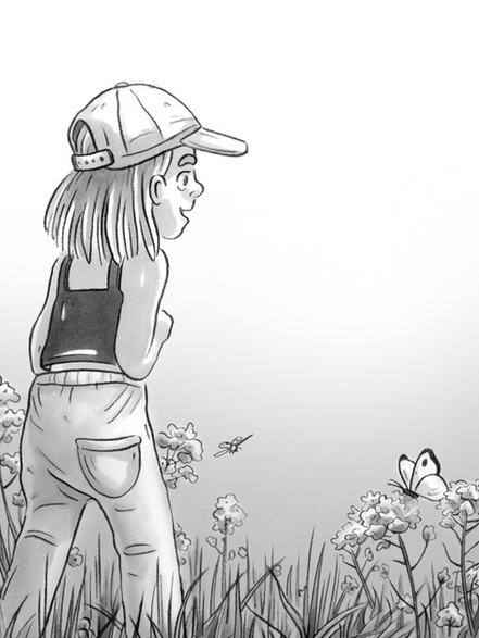 Illustration Leo auf Blumenwiese