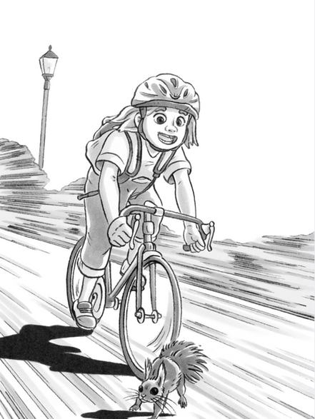 Illustration Leo auf dem Fahrrad