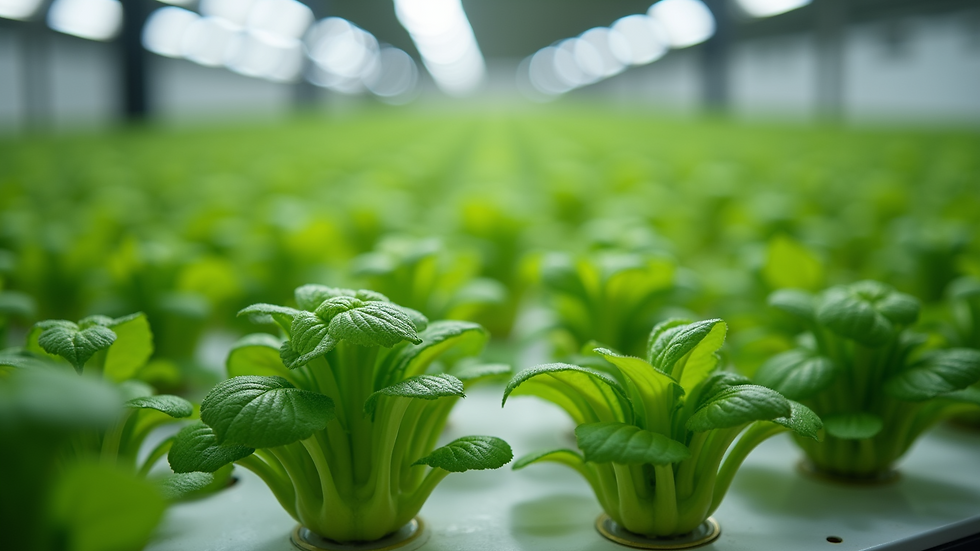 Close-up view of hydroponic plants growing in a controlled environment