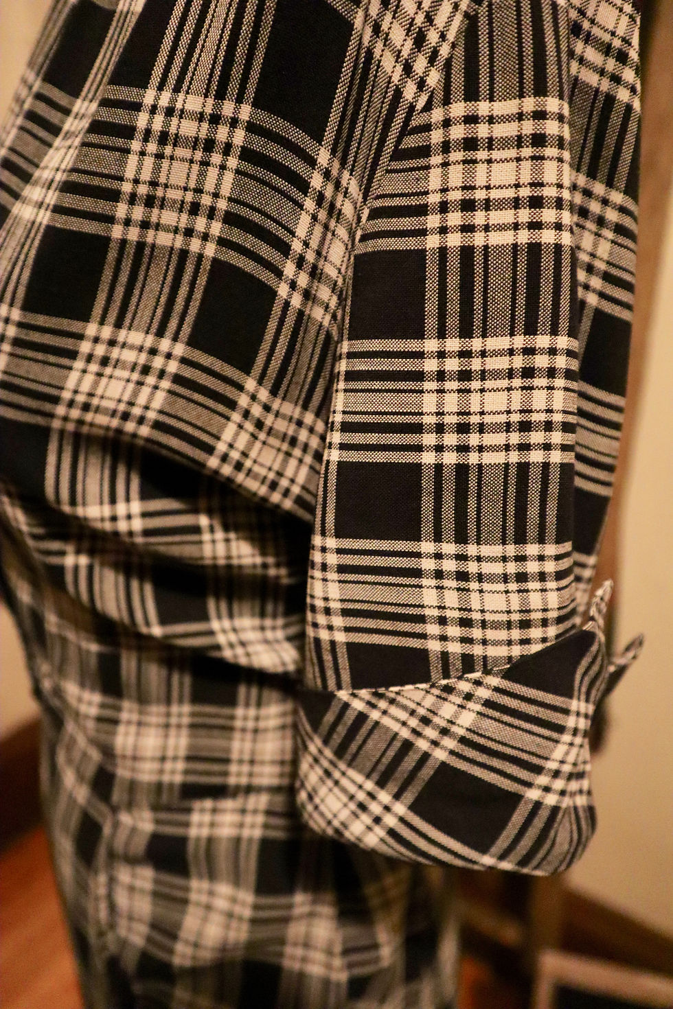 Thumbnail: 1940s Black and White Plaid Cotton Shirt Waist Dress