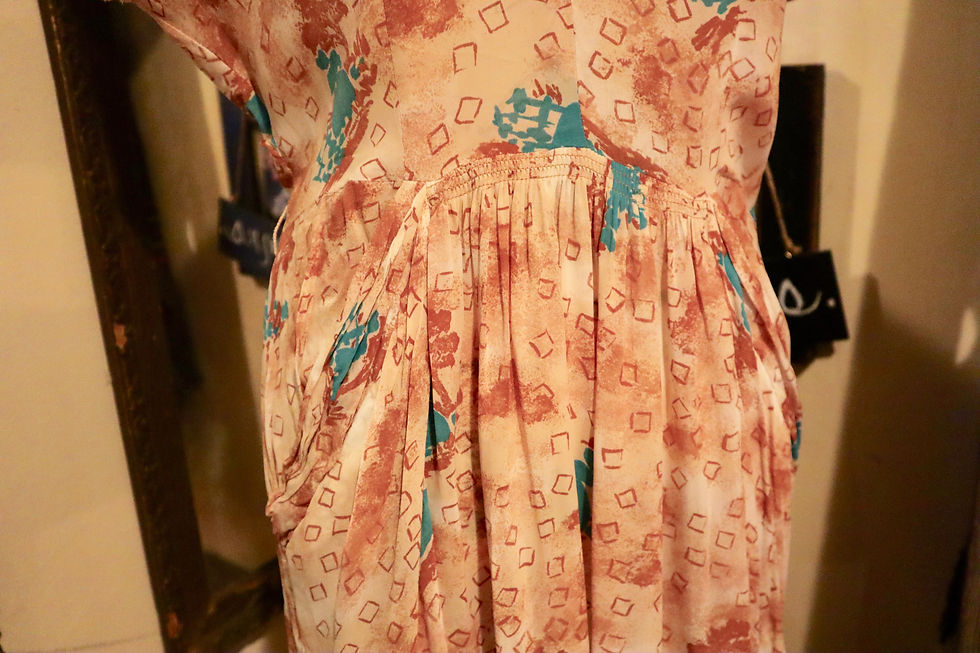 Thumbnail: RARE - Late 1930s Sheer Crepe Prairie Woman Print