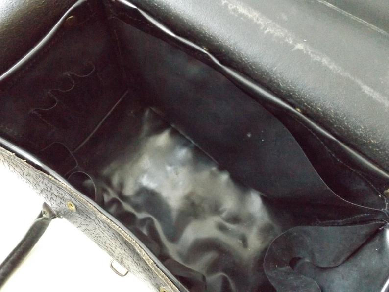 Thumbnail: 1970's Military Black Leather Doctor Bag