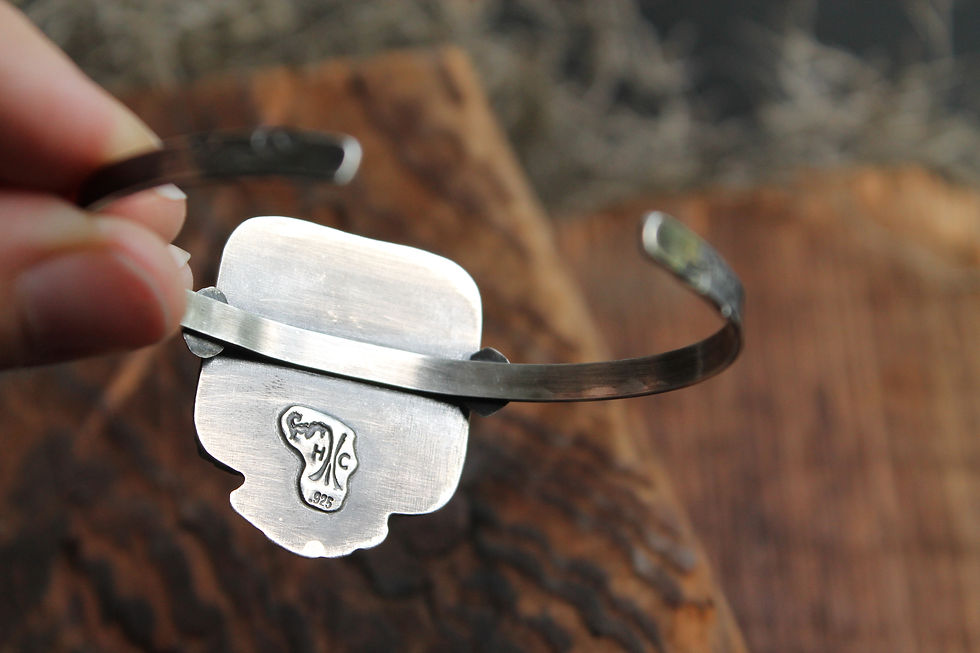 Thumbnail: Cemetery Magnolia Cuff * Sterling Silver * Glass *