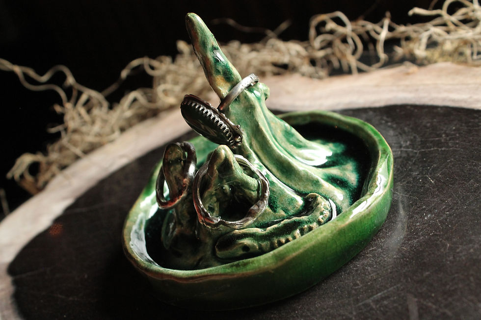 Thumbnail: Cypress Knee Jewelry Dish * Raku Pottery