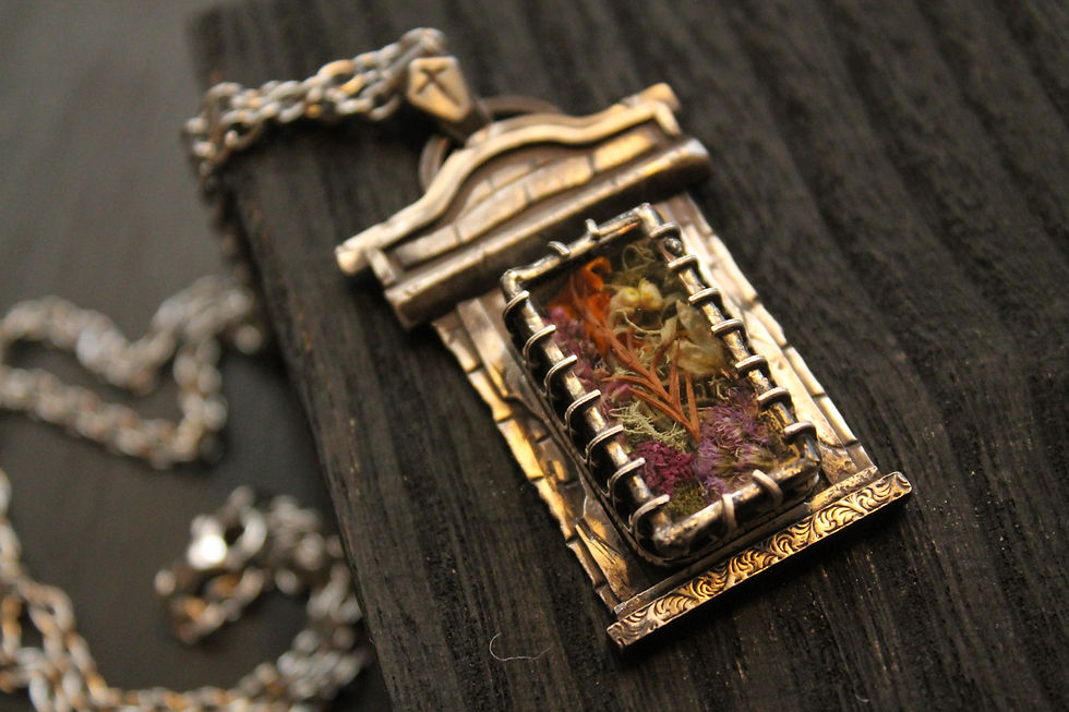 Thumbnail: Swamp Tomb Locket * Wildflowers * Sterling Silver