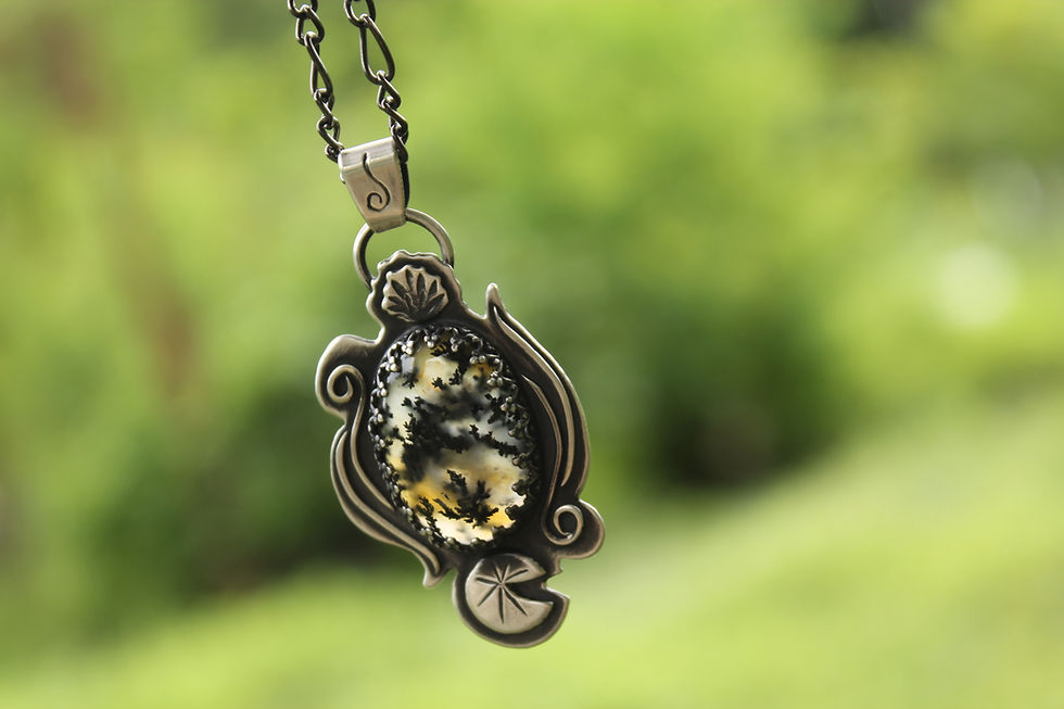 Thumbnail: American Waterlily * Sterling Silver * Moss Agate