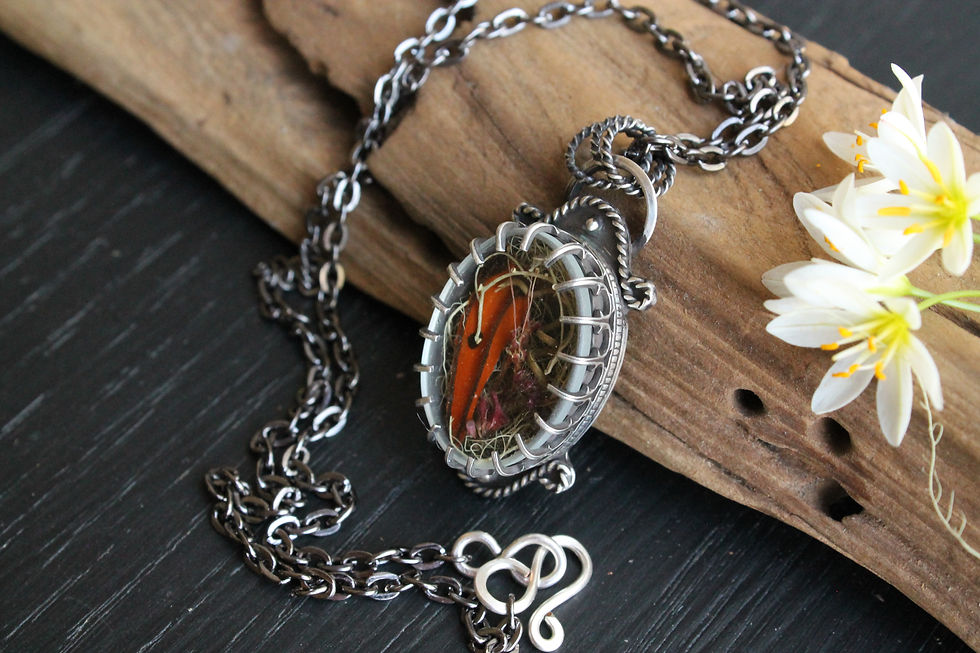 Thumbnail: Butterfly Wing * Sterling & Fine Silver * Spring Swamp Locket
