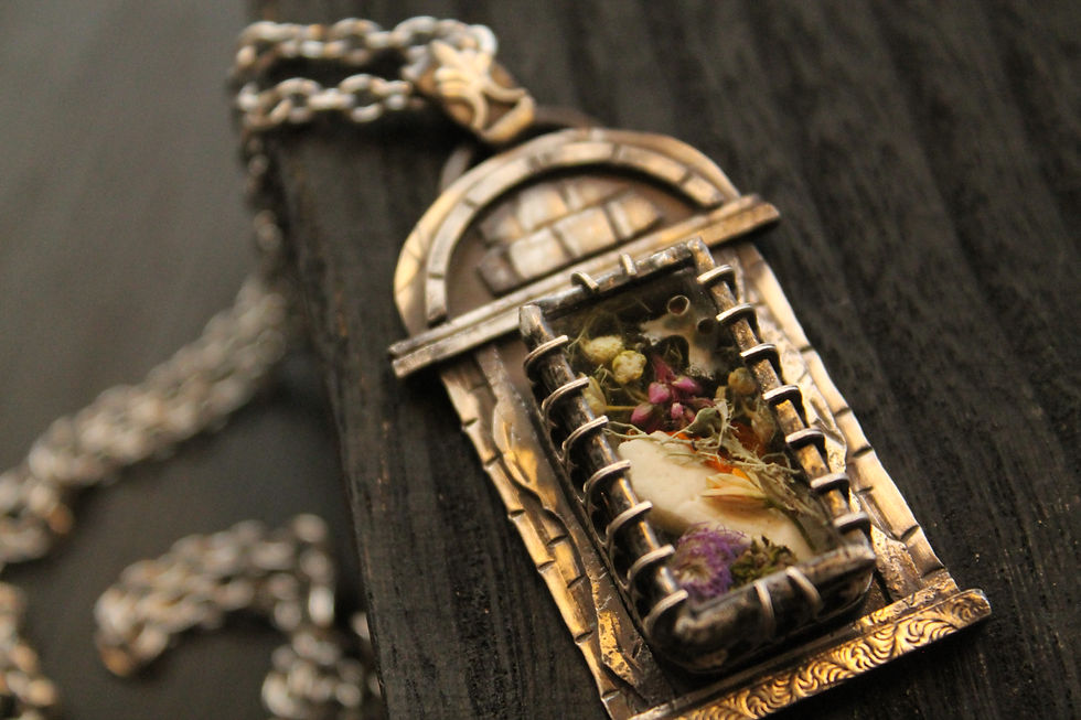 Thumbnail: Swamp Tomb Locket * Wildflowers & Bone * Sterling Silver