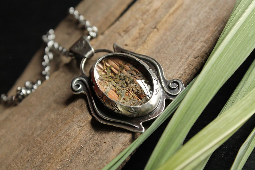 Thumbnail: Cattail Pendant * Swamp Moss * Sterling