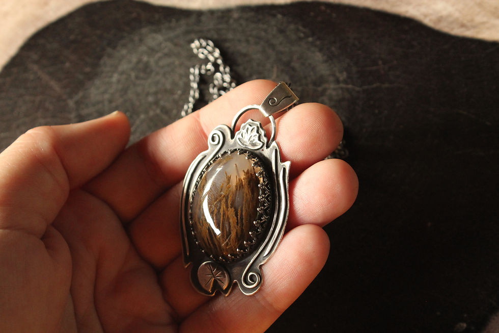 Thumbnail: American Waterlily * Sterling Silver * Moss Agate