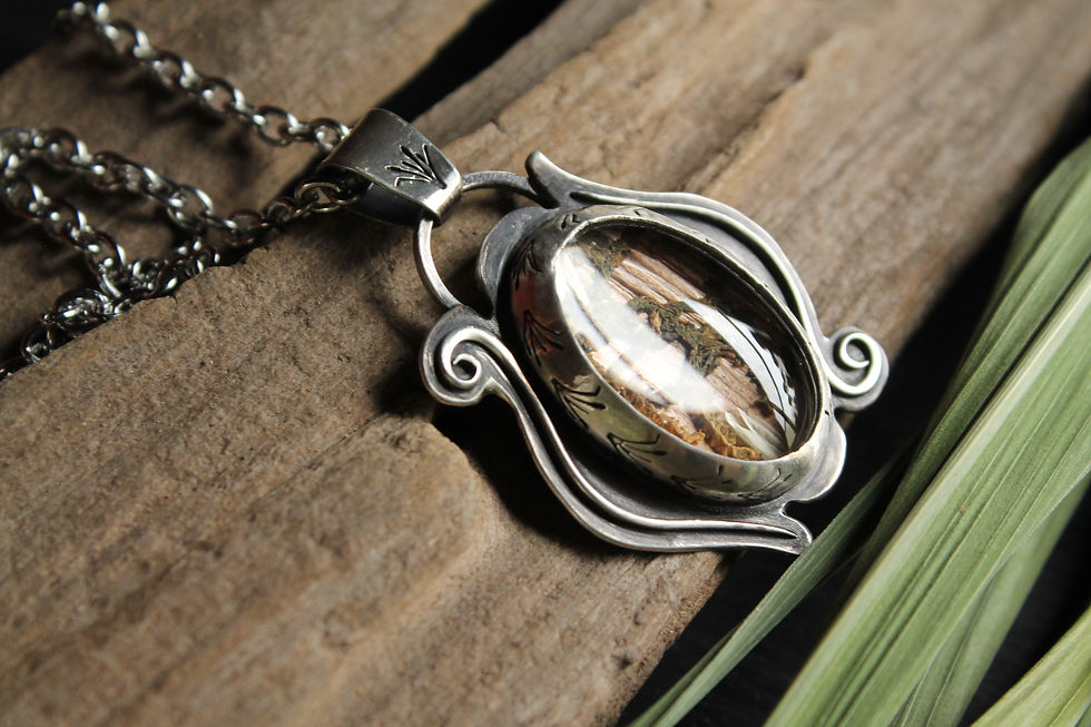 Thumbnail: Cattail Pendant * Gator Flowers * Swamp Moss * Sterling
