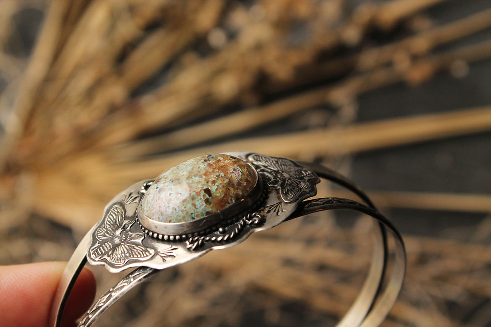 Thumbnail: Louisiana Opal * Sterling Silver * Lg 8" Cuff * Cicada Twilight