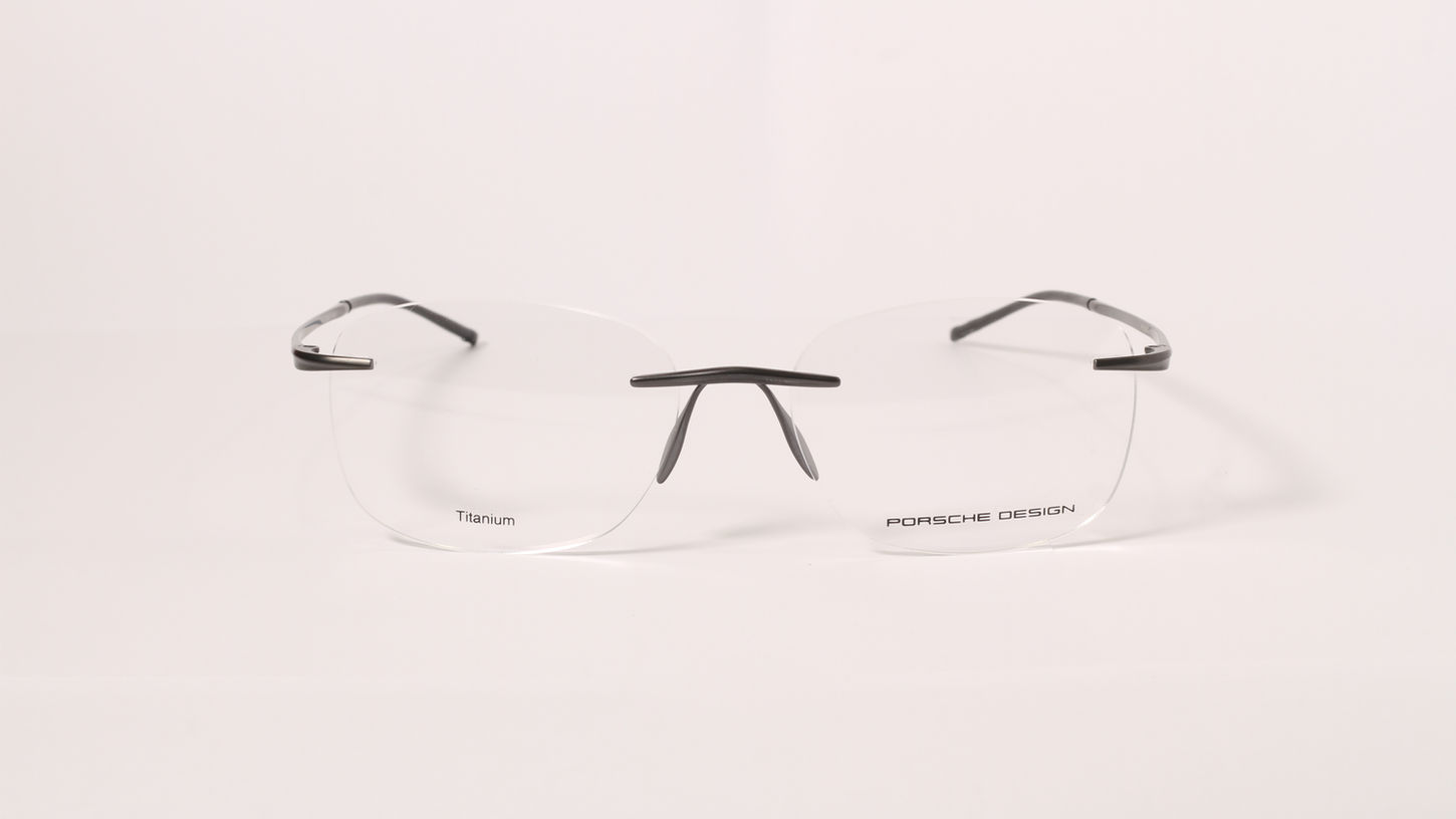 Óculos Porsche Design P8746 A 53*19, titânio, griff, sem aro, retangulares, cinzentos.