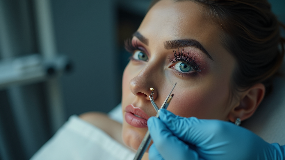 Eye-level view of a permanent makeup artist preparing pigments
