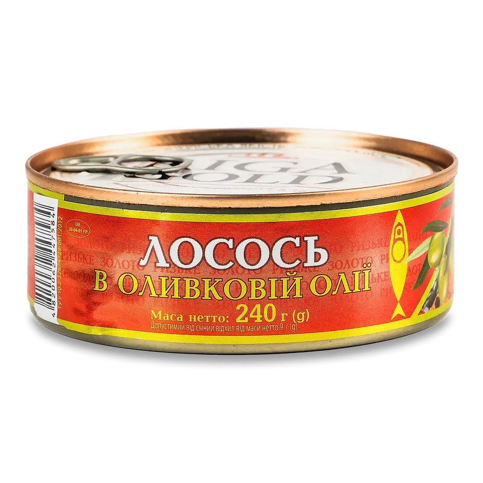 Лосось в оливковій олії.240гр.ТМ Ризьке золото.З.БЗ.Б.