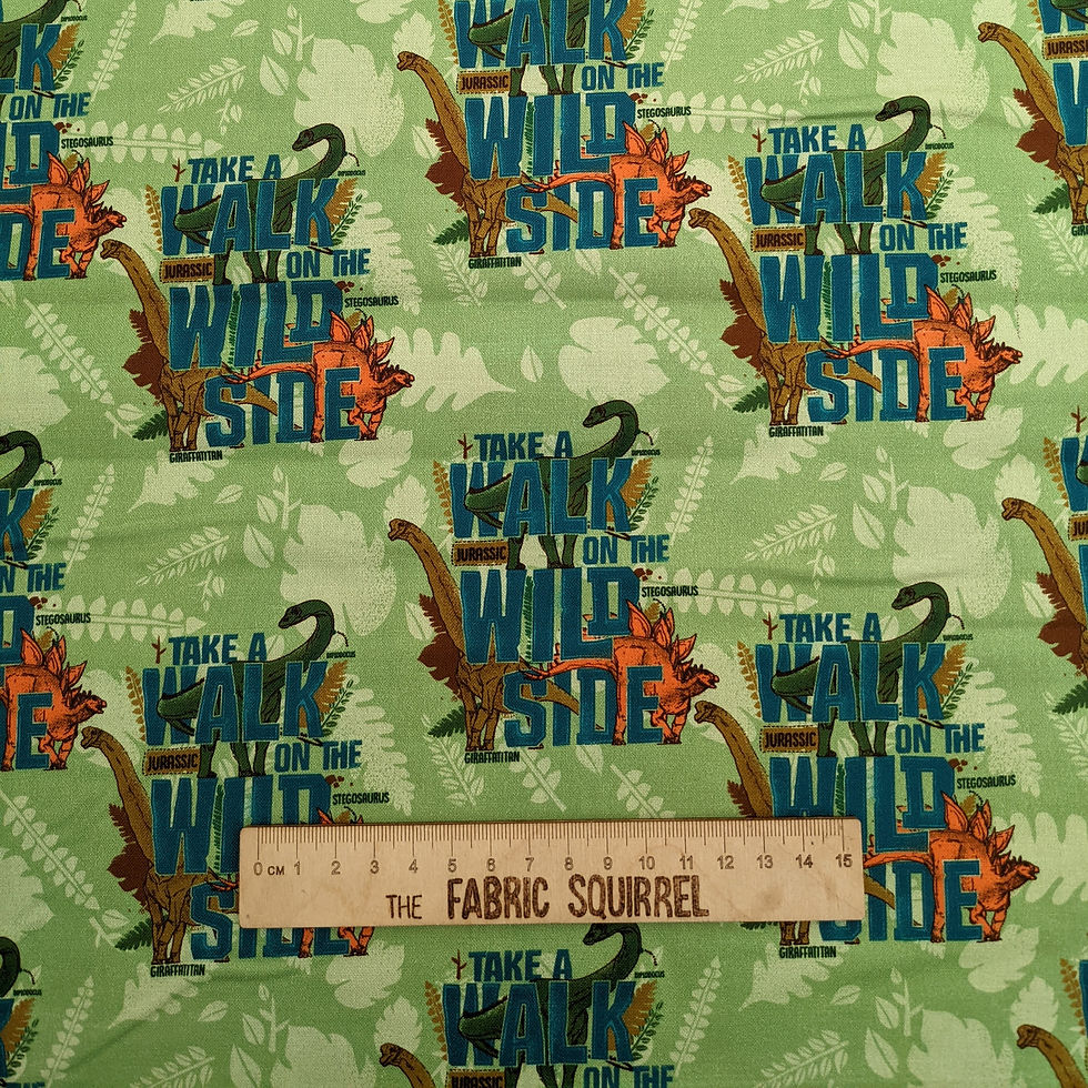 Green fabric repeats "Take a Walk on the Wild Side" The Fabric Squirrel