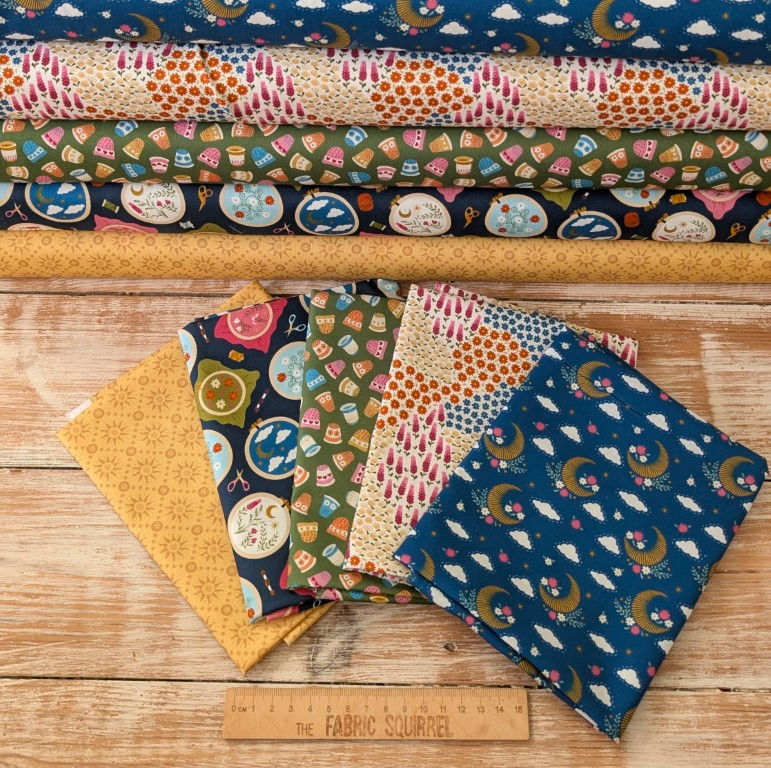 Thumbnail: Solar Trellis Yellow Fabric - Celestial Stitches by Craft Cotton