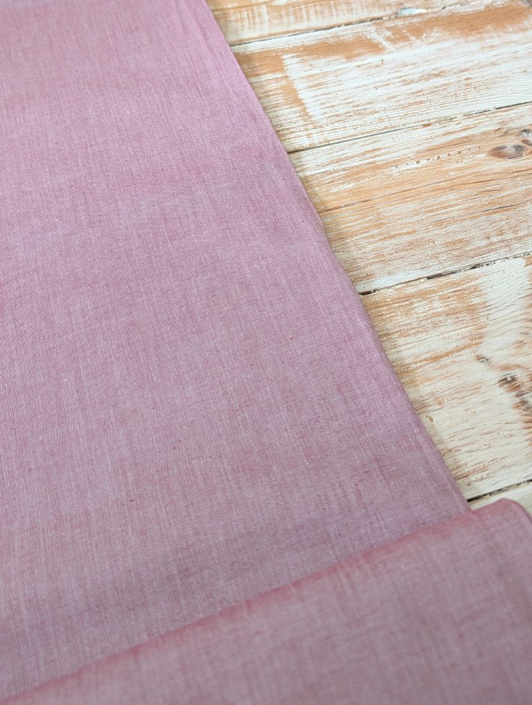 Thumbnail: Dreamweaver Dusky Pink Chambray Fabric | Yarn-Dyed Cotton | Cross-Dyed