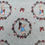 Thumbnail: Rabbit fabric design with wreaths, bows, and festive sock decorations on blue background.