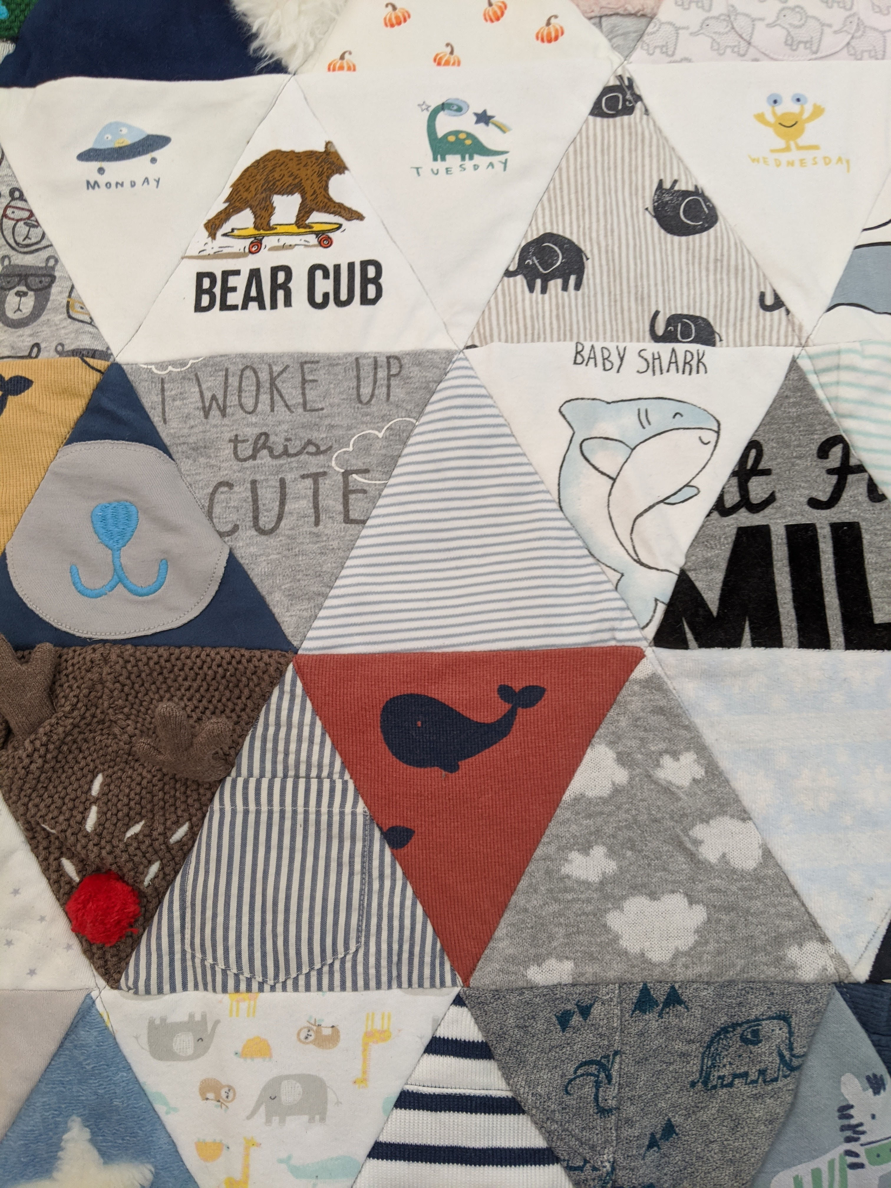 Close up of triangle quilt