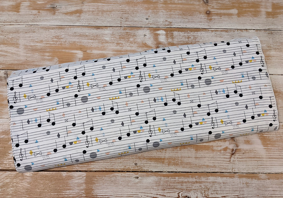 Thumbnail: Musical Sheet Notes Fabric - Figo Fabrics Band Practice, white background with musical notes.