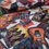 Thumbnail: Fabric with guitars, records and artwork patterns on white background for design.