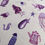Thumbnail: Purple pattern of birds, fish, and teapot. Jennie's Blues - Lewis and Irene fabric.