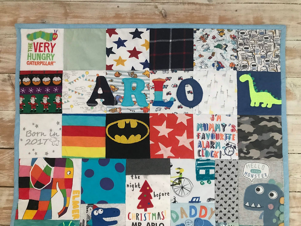 Thumbnail: personalised name on keepsake quilt.