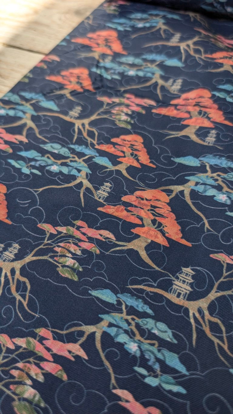 Thumbnail: Oriental fabric with trees and pagodas; Serenity in Japan from Craft Cotton.