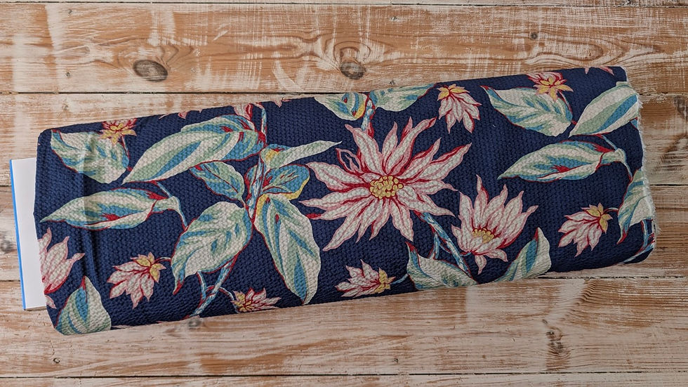 Thumbnail: Blue Floral Cotton Seersucker Fabric – Large Scale Print