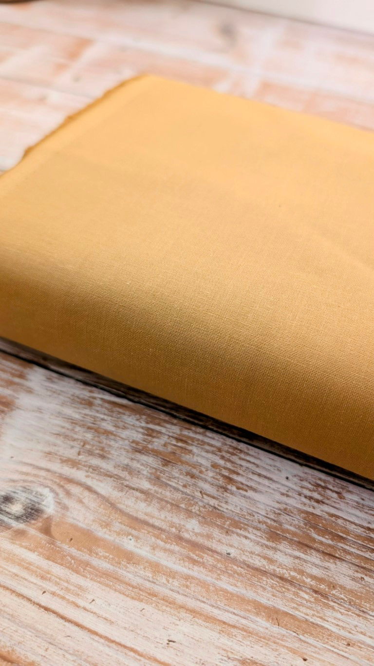 Thumbnail: Ochre Yellow Plain Dyed Fabric - Basic Solid 100% Organic Cotton