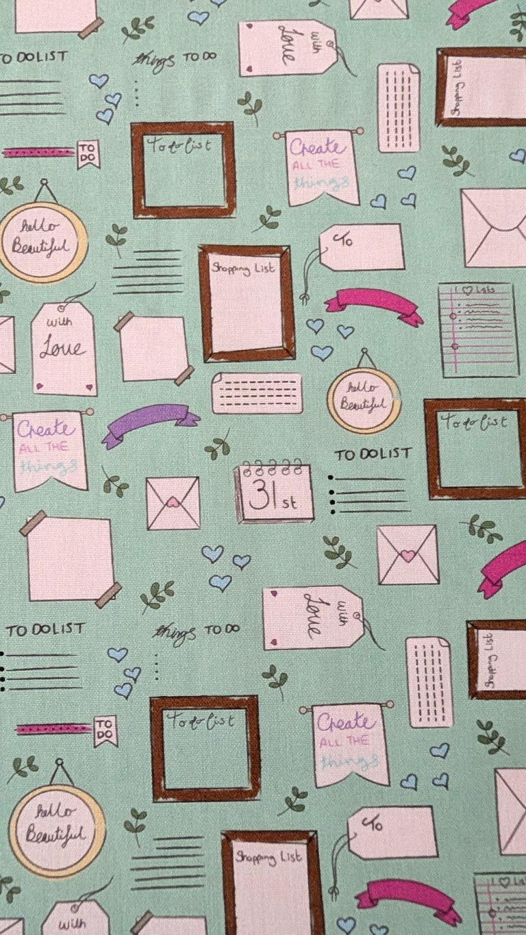 Thumbnail: Little Notes Cotton Fabric (Mint) - Procraftination by The Fabric Squirrel