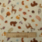 Woodland animal fabric with deer, fox, bear, owl, and The Fabric Squirrel details.